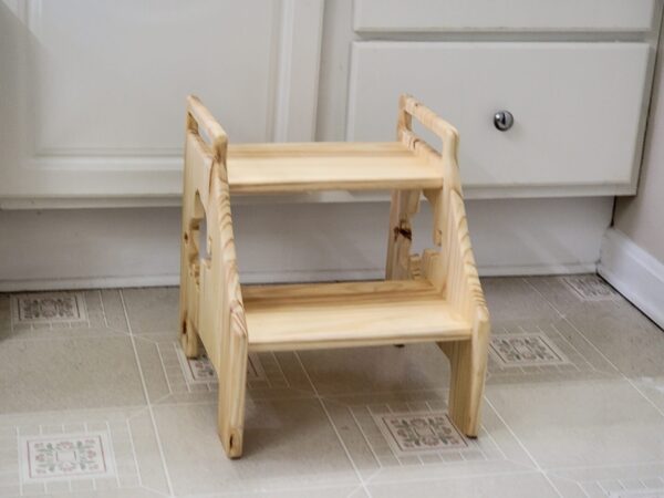 Wooden Step Stool for Toddler with Cute Elephant Cutout - Image 6
