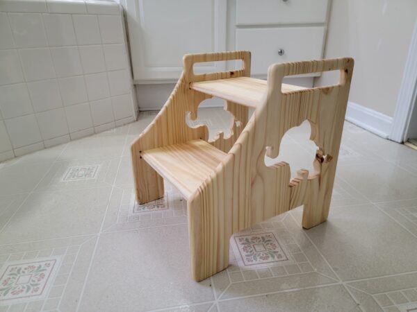 Wooden Step Stool for Toddler with Cute Elephant Cutout