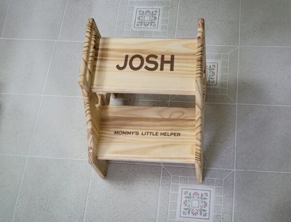 Wooden Step Stool for Toddler with Cute Elephant Cutout - Image 2