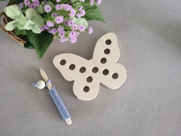 Sensory Lacing Toy - Butterfly with Wooden Needle for Imaginative Play - Image 2