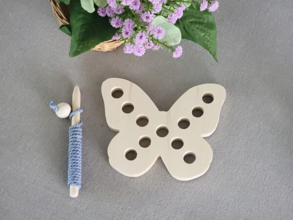 Sensory Lacing Toy - Butterfly with Wooden Needle for Imaginative Play - Image 4