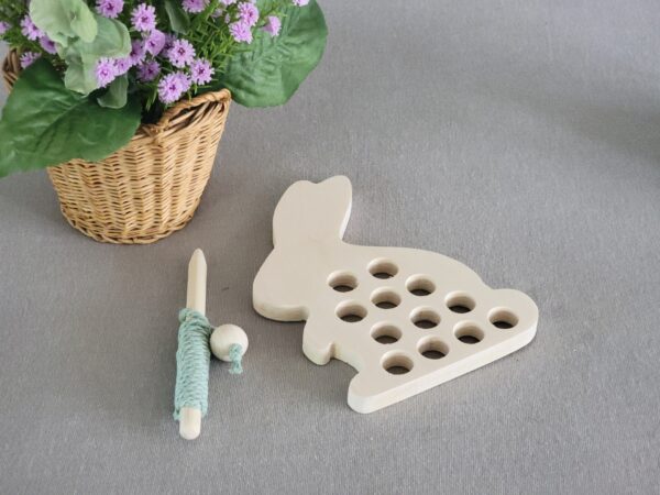 Sensory Lacing Toy - Rabbit with Wooden Needle for Imaginative Play - Image 3