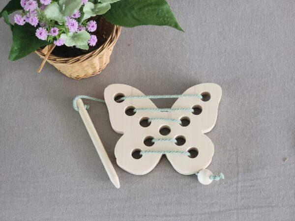 Sensory Lacing Toy - Butterfly with Wooden Needle for Imaginative Play - Image 5