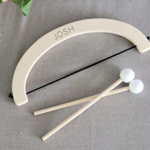 Wooden Bow and Arrows with styrofoam heads with Josh engraved/personalized on the bow.